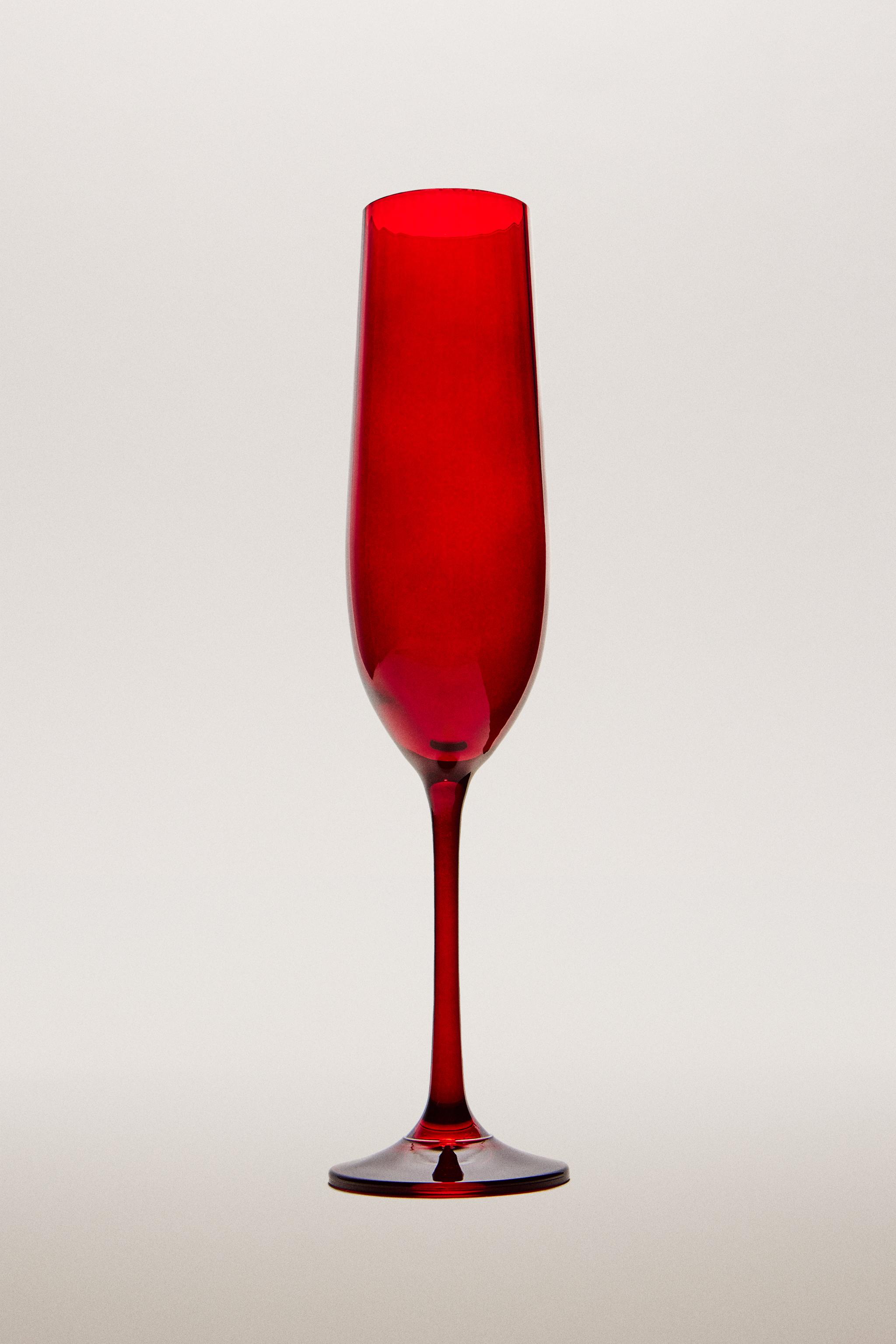 CHRISTMAS EMBOSSED CRYSTALLINE FLUTE GLASS